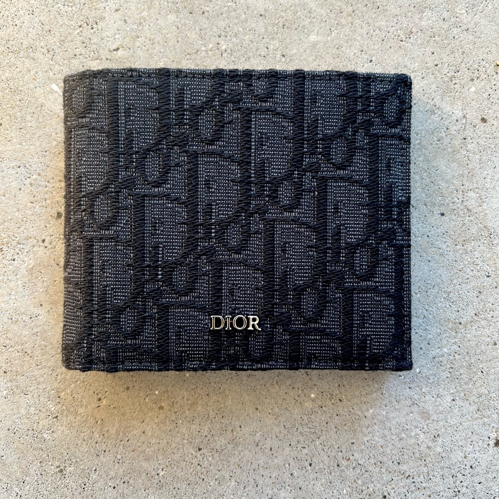 DIOR Black Oblique Jacquard Bifold Wallet